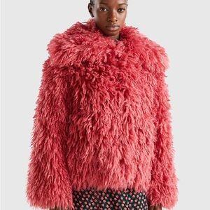 Benetton Pink Faux Fur Jacket